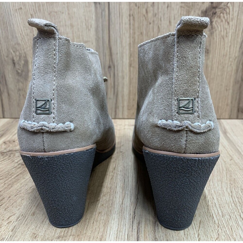 SPERRY Women's Harlow Wedge Casual Leather 3 Inch Ankle Bootie Beige Size 8 M - Picture 7 of 16